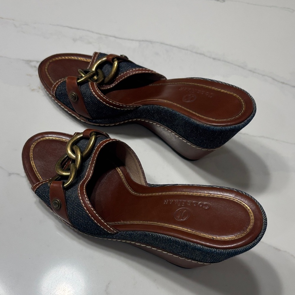 Cole Haan Women's Brown and Black Mules with Gold Accents - Picture 4 of 11